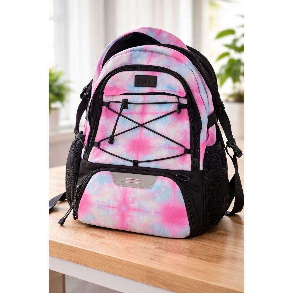 Goloni Tie Dye Hiking Backpack Travel Laptop School Bag Pink Blue Outdoor